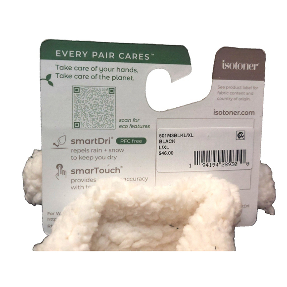 Isotoner Signature Microsuede Water-Repellent Black Gloves Fuzzy Cuffs XL NWT - Picture 9 of 9